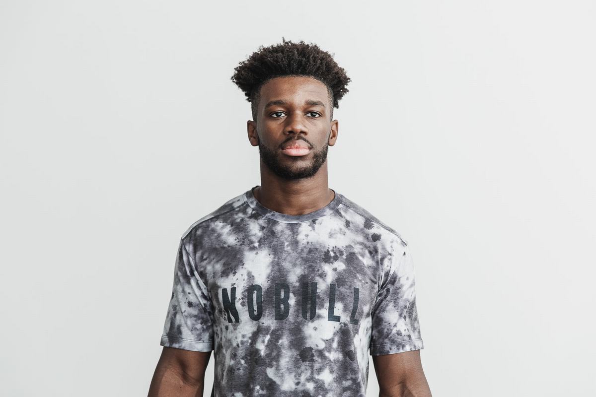 Nobull Dip-Dye Men's T Shirts White Black | Australia (UL1580)